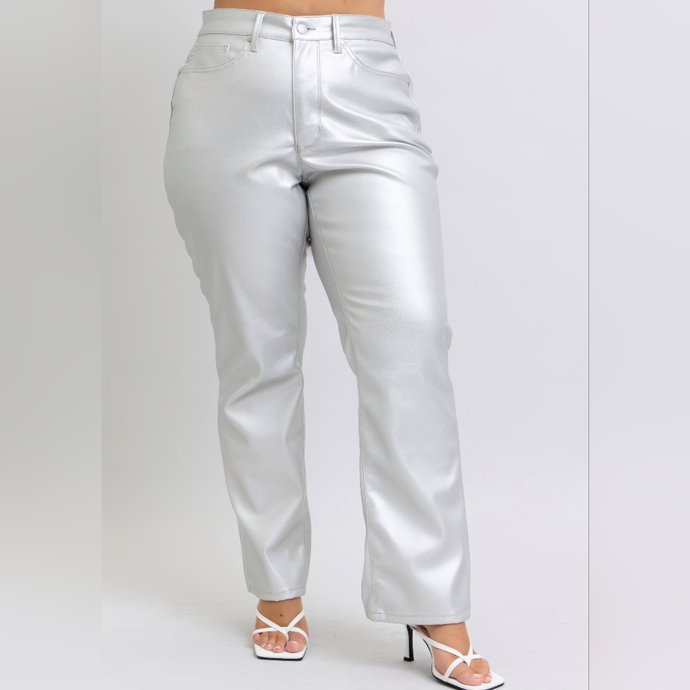 Judy Blue Tummy Control High-Rise Waist Vegan Faux Leather Slim Fit Bootcut Pant